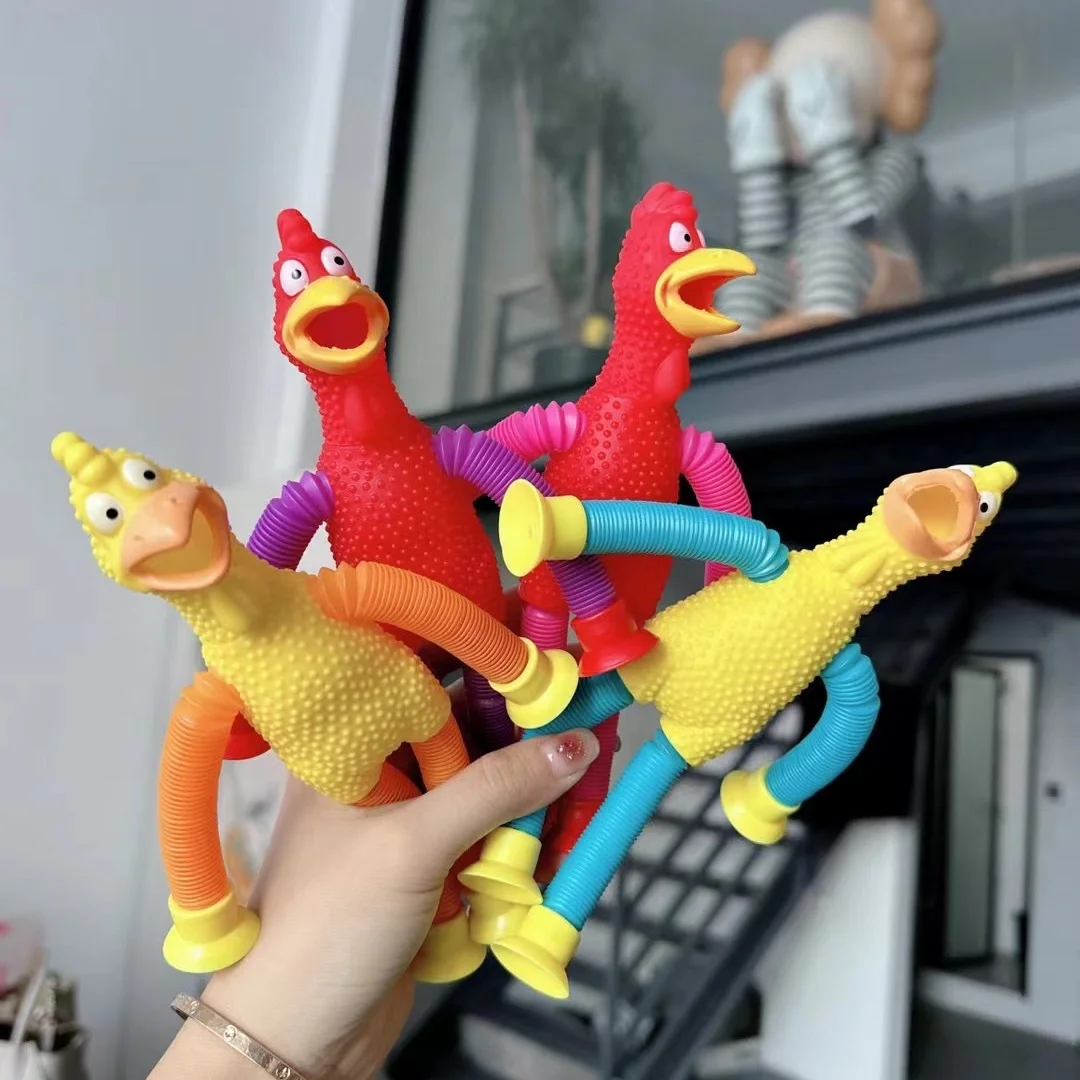 Телескопическая игрушка-курица на присоске меняющая форму телескопическая трубка сенсорные игрушки для детей рождественские подарки