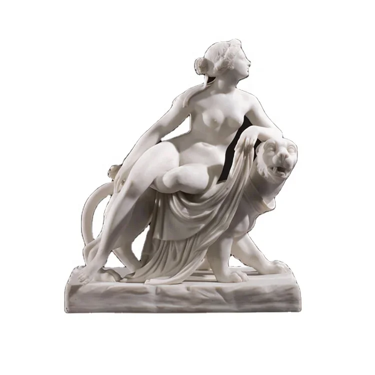 Hand carved white marble statue with animal modern statue abstract marble sculpture for garden italian marble sculpture
