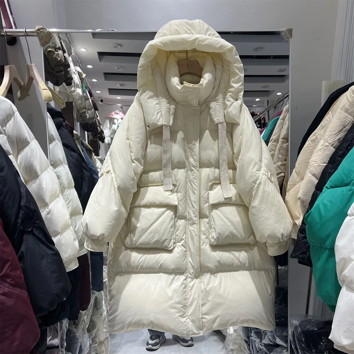 Winter New Thickened Down Jacket Loose Large Wool Collar Cotton Jacket Jacket for Women, Medium Length Korean Version Short