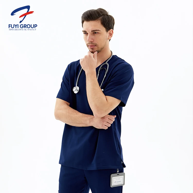 Hospital uniform medical dental workwear female stretch scrubs top printed solid nursing scrubs