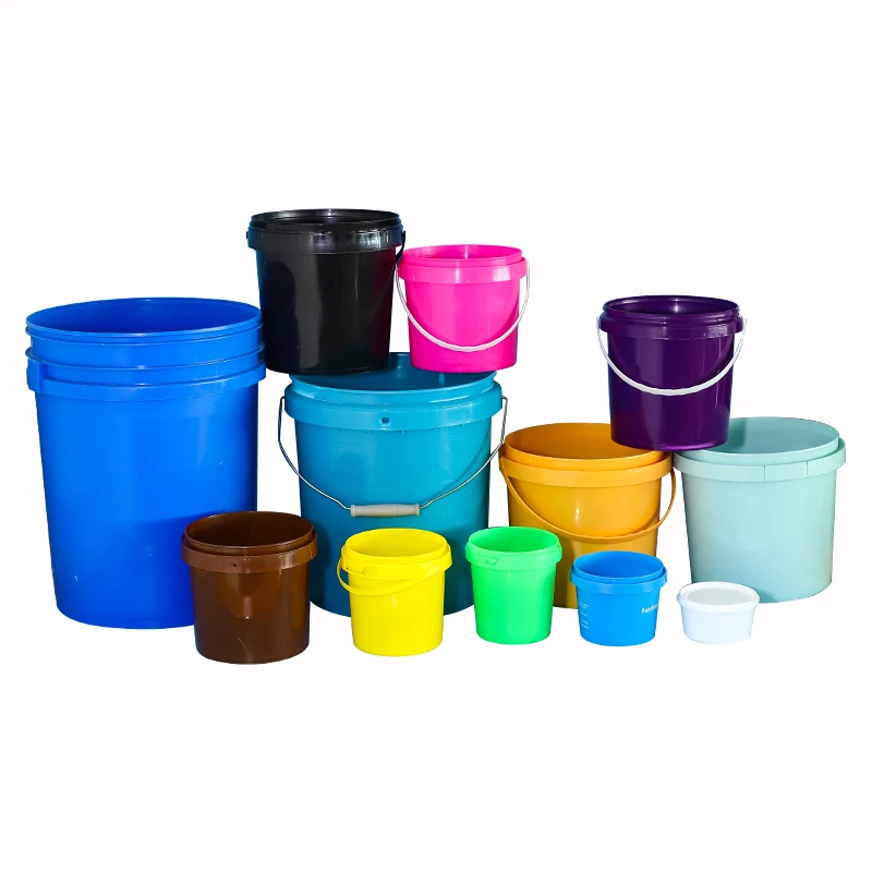 Recyclable clear round plastic bucket with lid wholesale leak proof food grade buckets custom print