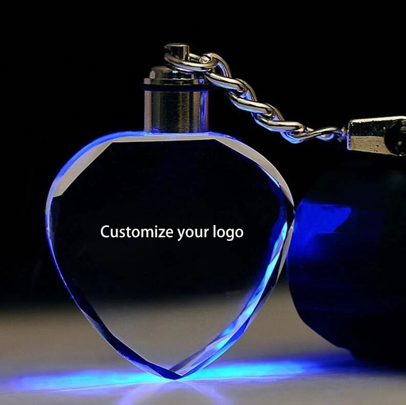 
 Оптовая продажа, Хрустальный брелок для ключей, в форме сердца, с логотипом на заказ  