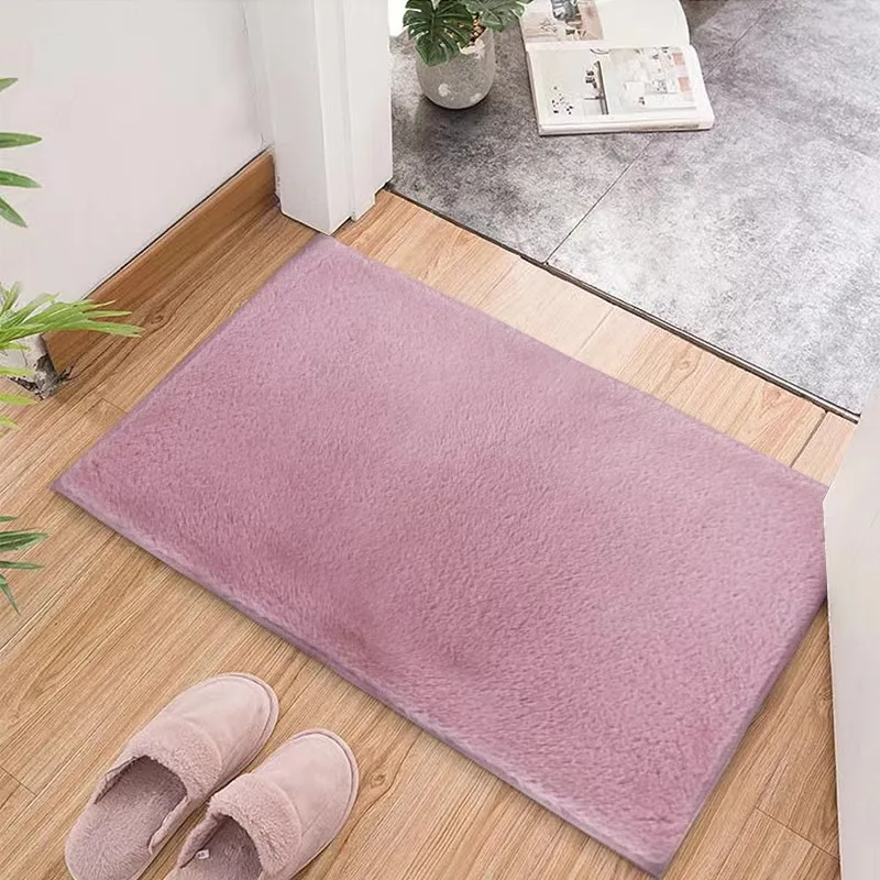 Hot selling washable fluffy faux rabbit skin custom plush rabbit fur rug carpet door mat bath mat area carpets