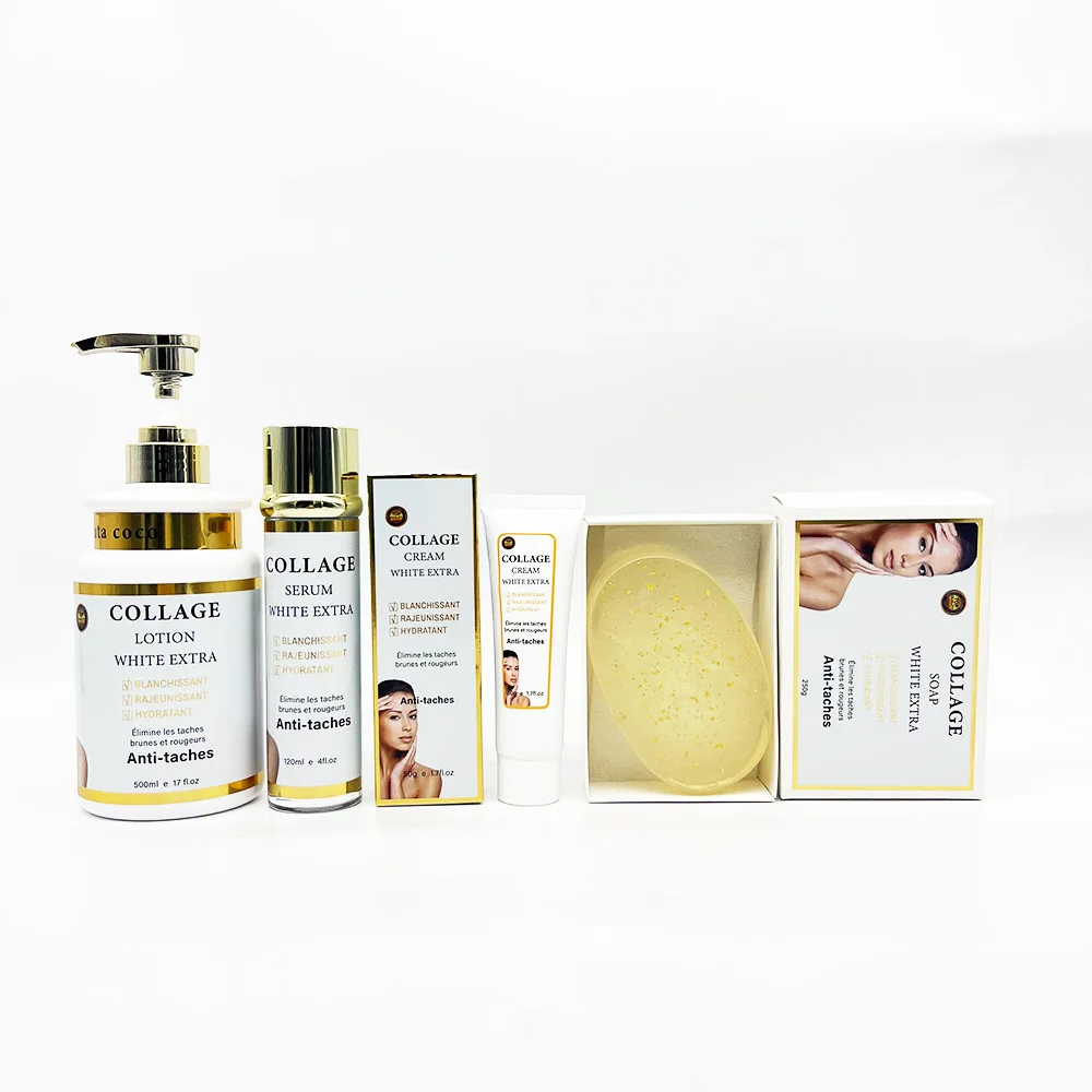 High Quality Low MOQ Collagen Fast Action Whitening Anti Taches Set Remove Stretch Mark Beauty Skin Care Set