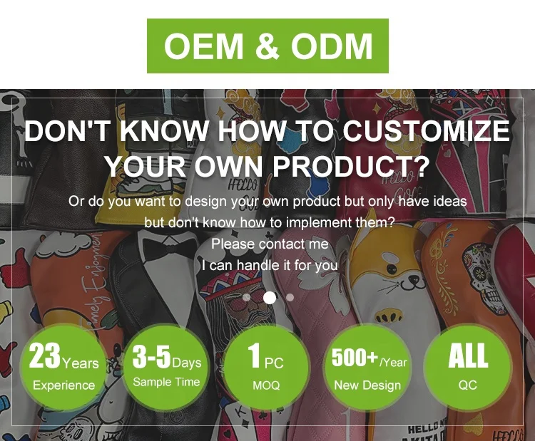 Golf Headcover Custom Design Embroidered Printing Logo Leather Golf Club Driver Head Cover