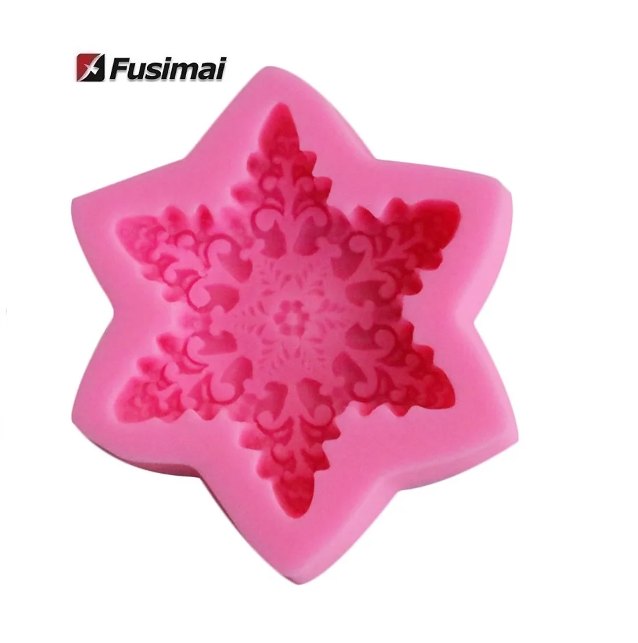 Fusimai Christmas Six Star Handmade Soap Silicone Mould Chocolate Baking Cake Snowflake Scented Candle Mold