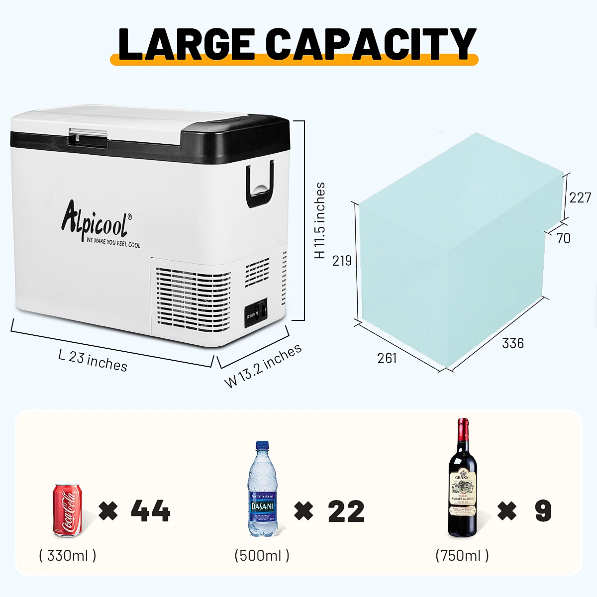 K35  Alpicool Refrigerator 34.9L Compressor USB Port Quiet Working Fridge 12v Solar Powered Fridge Mobile Fridge Hotel Use