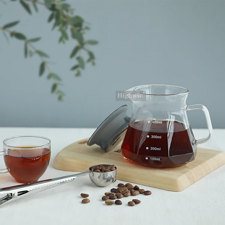 HIGHWIN 400ml 600ml High Bolisilicate Glass Coffee Maker Glass Coffee Server