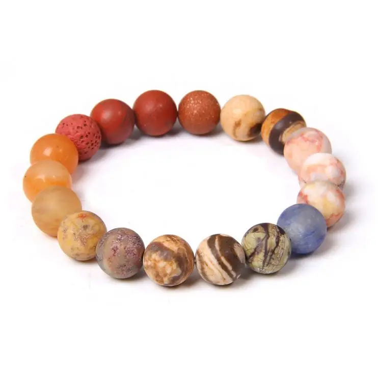 Wholesale Eight Planets Bead Bracelet OEM Natural Matte Stone Bracelet Universe Galaxy Solar System Planet Bracelets Men Women