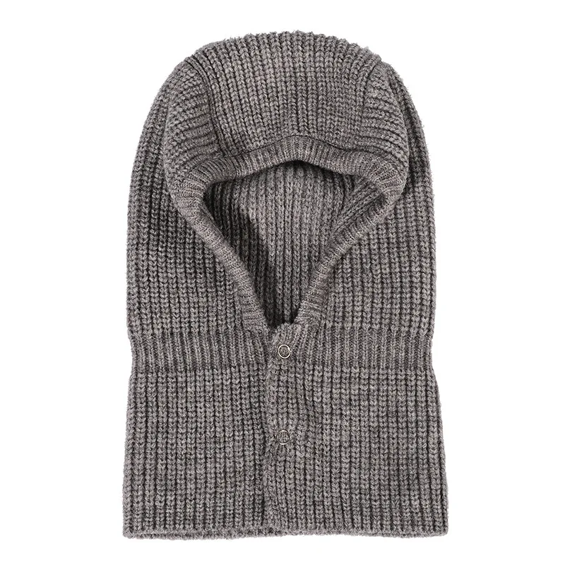 Новая модная зимняя теплая шапка-ушанка оптом вязаная Балаклава на