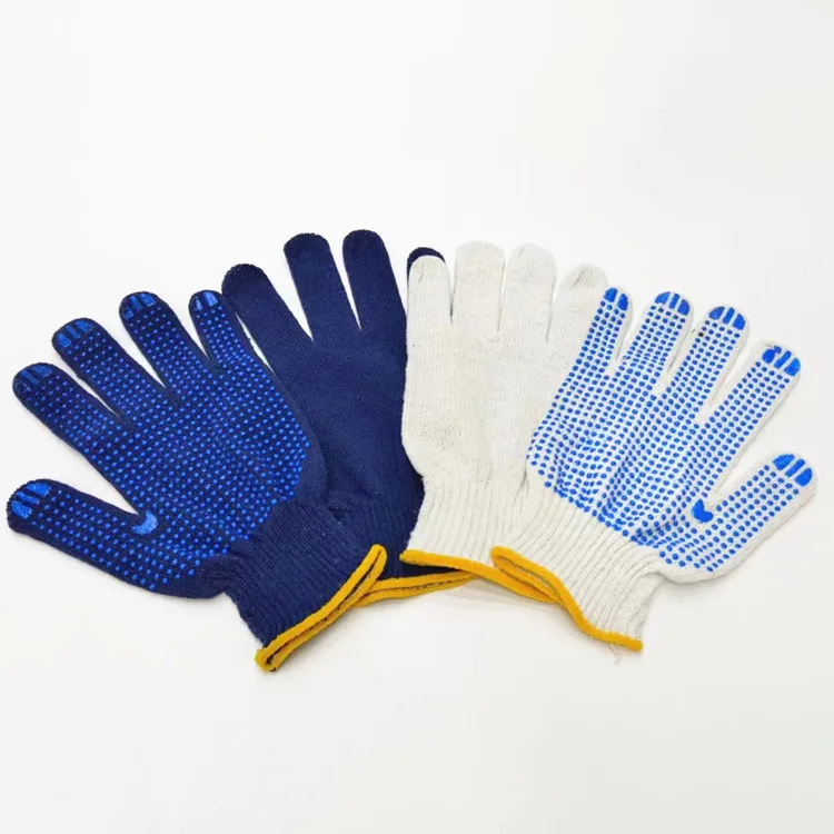 HPPE 500g 10 gauge working hand cotton glove for protect safety dotted driving farming gardening anti slip job glove general use