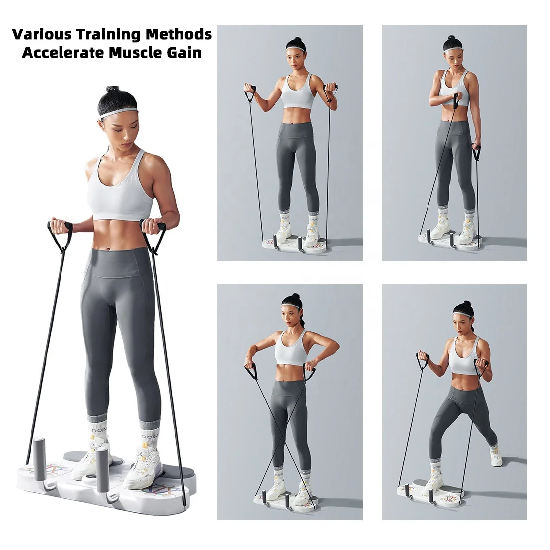 Multifunction Resistance Band Counting Timekeeping Function Core Strength Stability Workout Push Up Board Fitness Home Gym