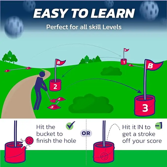 The Ultimate Backyard Golf Game for Kids and Adults Portable 6 Hole Golf Course Play Outdoor Lawn Portable Outdoor Golf Bucket