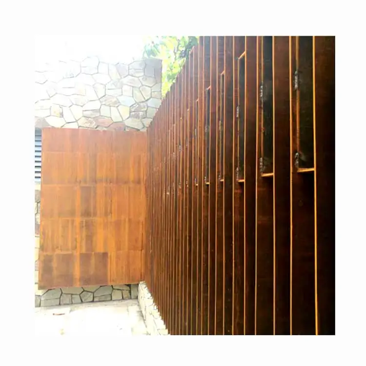 Customized Exterior Decorative Sheet Metal Door Panels Laser Cutting Perforated Corten Steel Plate Garden Fence Wall Panel