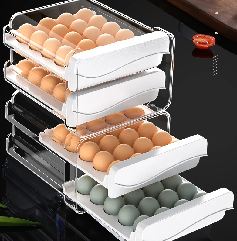 Double Layer Egg Container for Refrigerator Egg Holder for Refrigerator Egg Organizer Storage Box Tray for Household