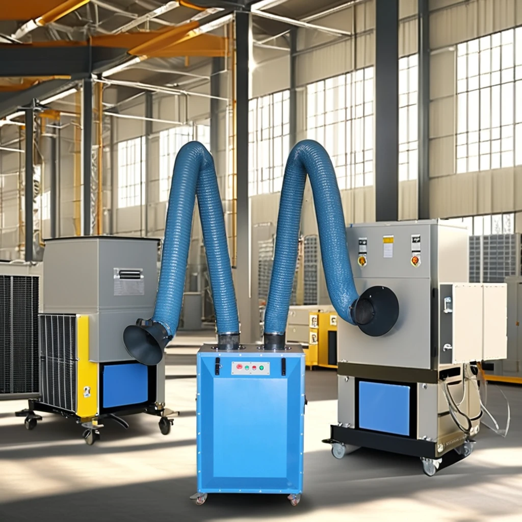 Automatic Industrial Welding Fume Extraction System with Two Suction Arms Dust Collector Smoke Extractor