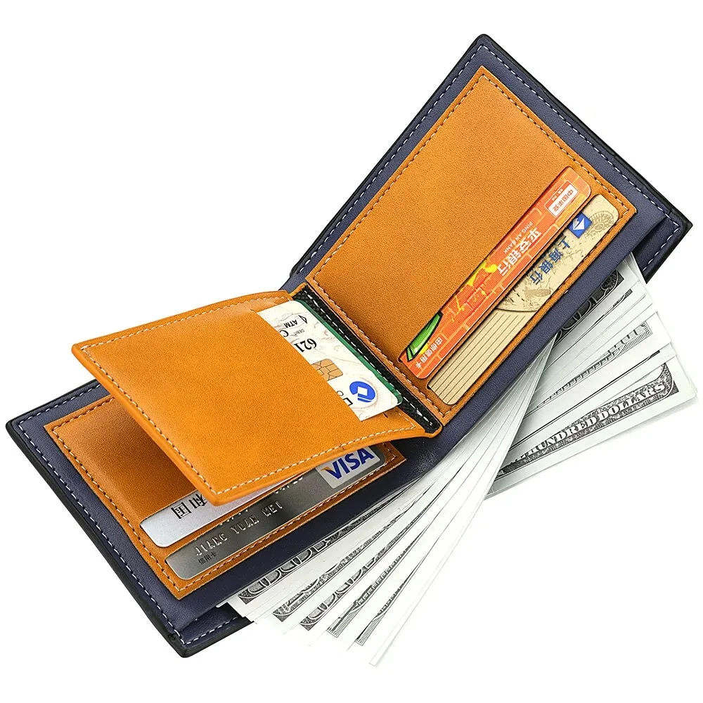 Design Your Own Wallet Print On Demand Short PU Open Trifold Money Clip OEM LOGO Drops-hip Laser Engraving Leather Wallets