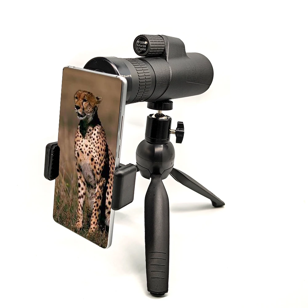 10-30X42 Zoom Monocular Telescopio HD High Power for Adults with Tripod & Phone Holder