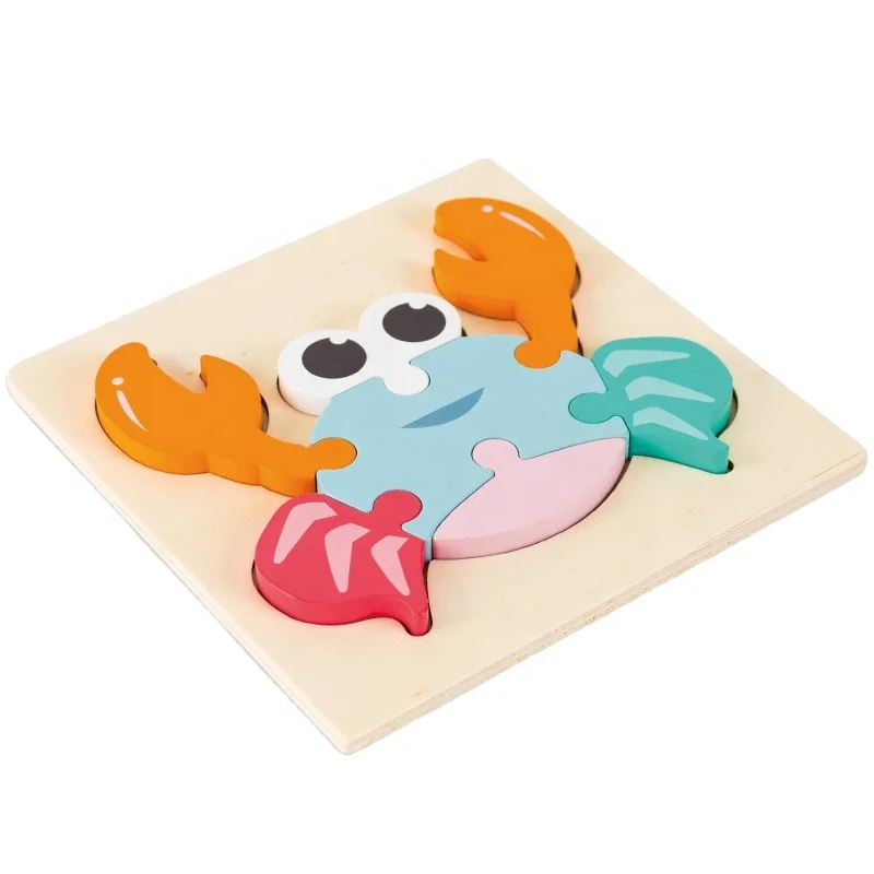 Hot Montessori 3D Wooden Puzzle Baby Toys Educational Toys Plays Cartoon Intelligence Puzzles for Kids