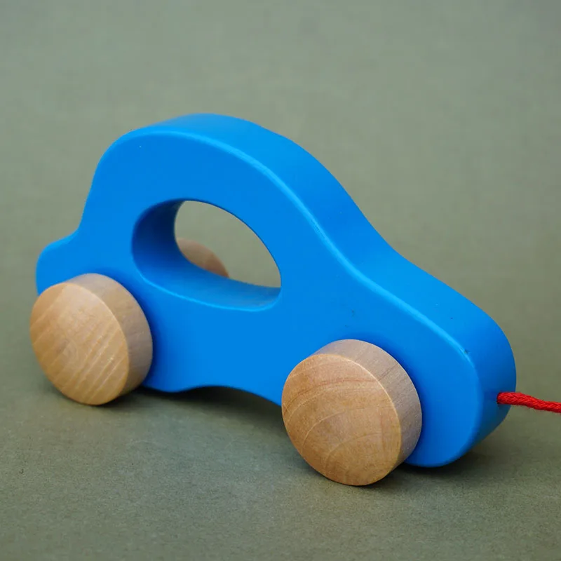 wooden baby toy wood rainbow car toys Wooden Pull Along car Toy For baby