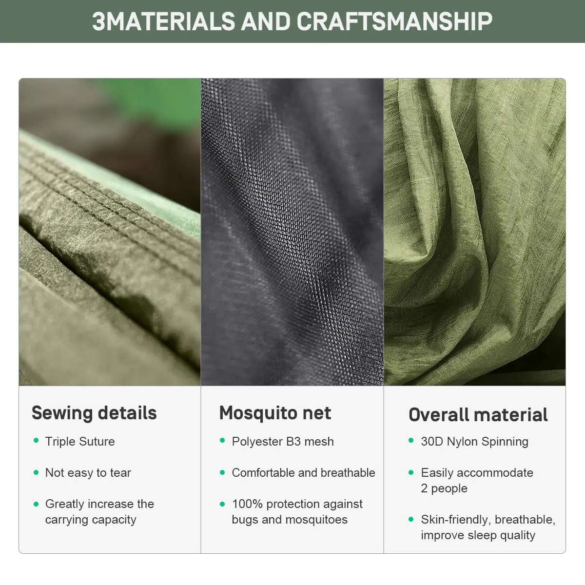 Aluminium Poles Camping Hammock with Mosquito Net, 3 in 1 Function Parachute Portable Hammock for Travel Outdoor