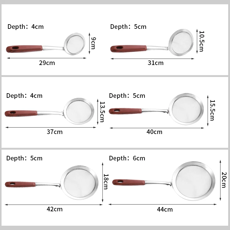 Amazon Hot Sale Premium Quality Set 6pcs Set Stainless Steel Filter Colander Fine Mesh Strainer