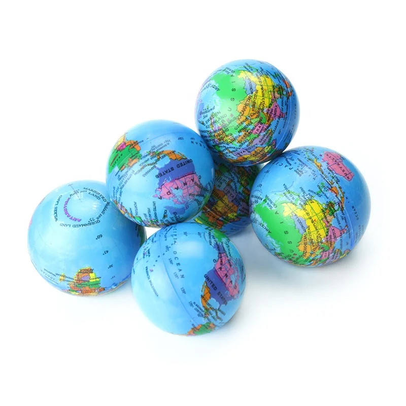 Soft Squishy Toy Earth Globe Ball Stress Balls Relief Squeeze Glode for Children Therapeutic Educational