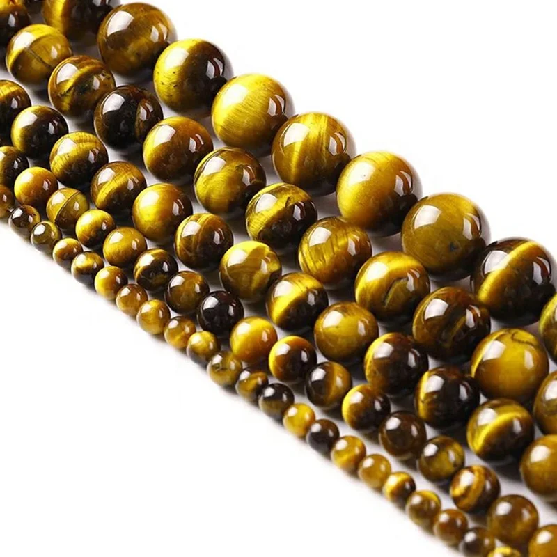 Wholesale natural gemstone beads 6mm to 20mm smooth round loose brown tiger eye beads for DIY jewelry making