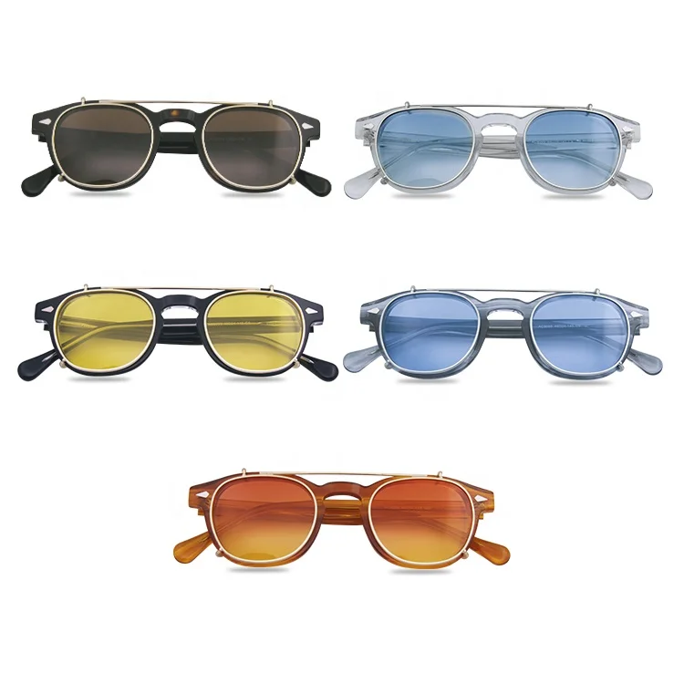 Wholesale Acetate Eyewear Clip On Popular Spectacle Frames With Clip On Round Optical Frame