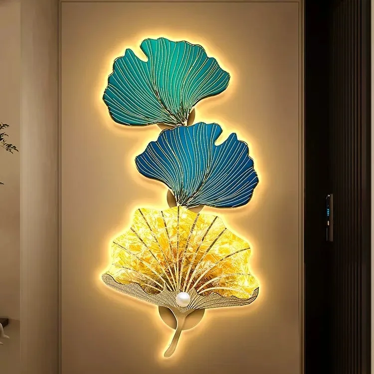120*60cm with light Modern design large Aluminum alloy frame Gallery hanging paintings decoration living room Crystal wall decor