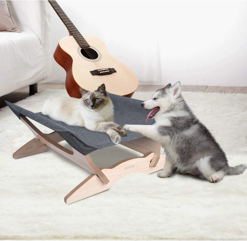 Hammock hanging swing pets floors wood handmade cat hammock small pet bed