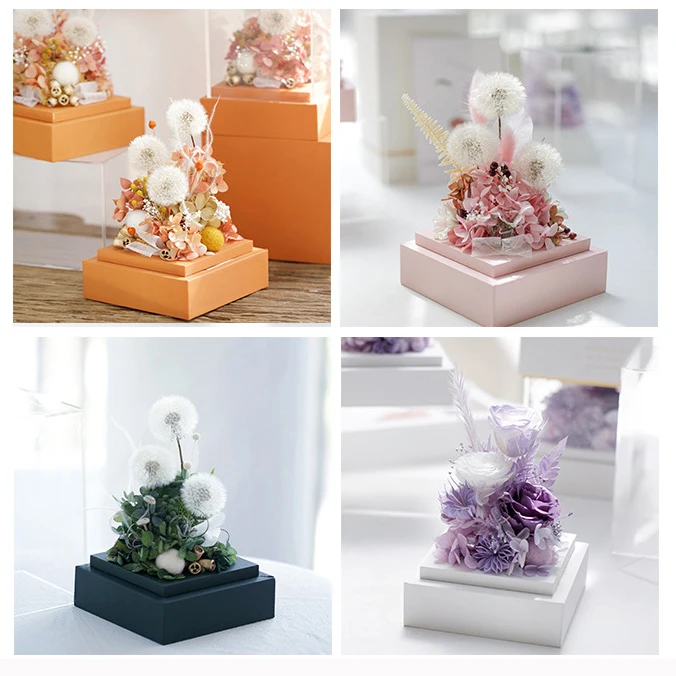 Novelty Design Valentine Gifts Luxury Real Handmade Gift Crafts Eternal Preserved Flower Infinity Rose in Acrylic Box