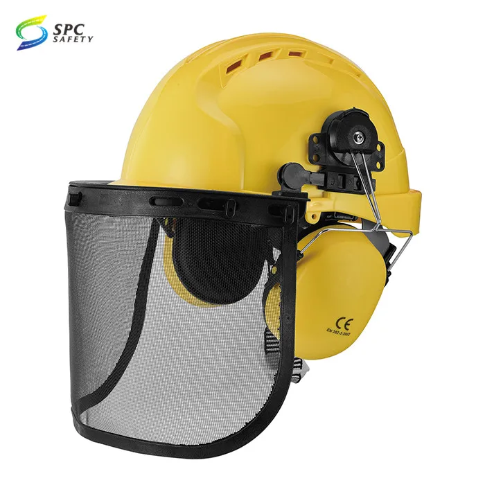 Arborist safety gear protective equipment mesh visor hard hat kit forestry Chainsaw safety helmet with face shield and ear muff