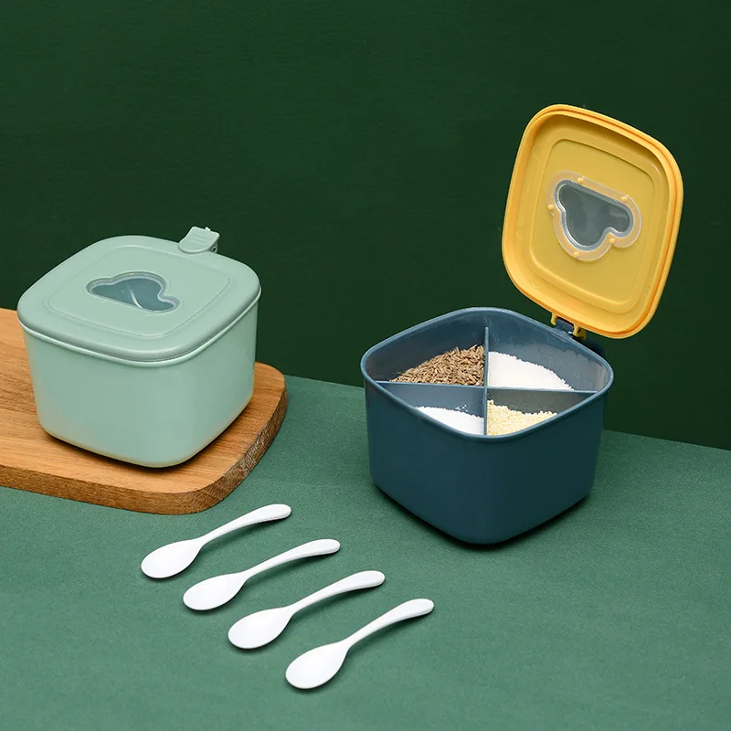 
Wholesale Salt Spice Storage Box Organizer 4 in 1 Plastic Kitchen Seasoning Box 