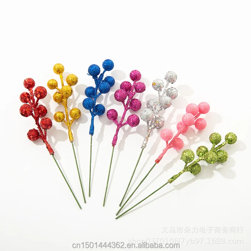 Лидер продаж украшения для рождественской елки венок «сделай сам» искусственные ягоды цветы фрукты блестящие из пеноматериала