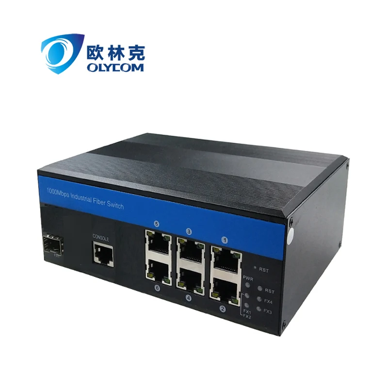 Industrial POE Switch 10/100/1000M 6 tx 1 fx 7 Ports POE Industrial Fiber Ethernet Switch 48V Din Rail Type