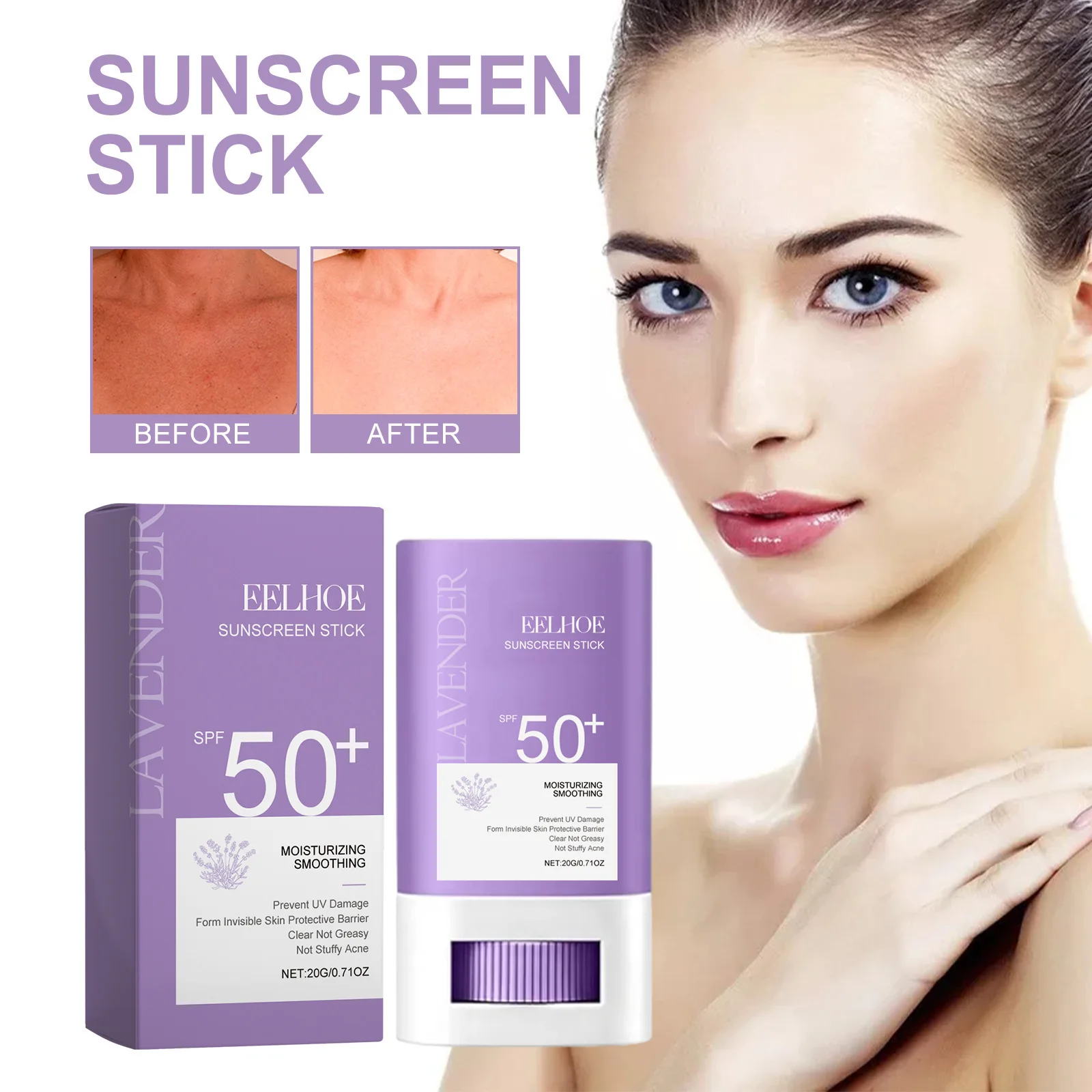 Outdoor Protection Natural Brightening Skin Refreshing Hydrating Non-greasy Lavender UV SPF 50 Sunscreen