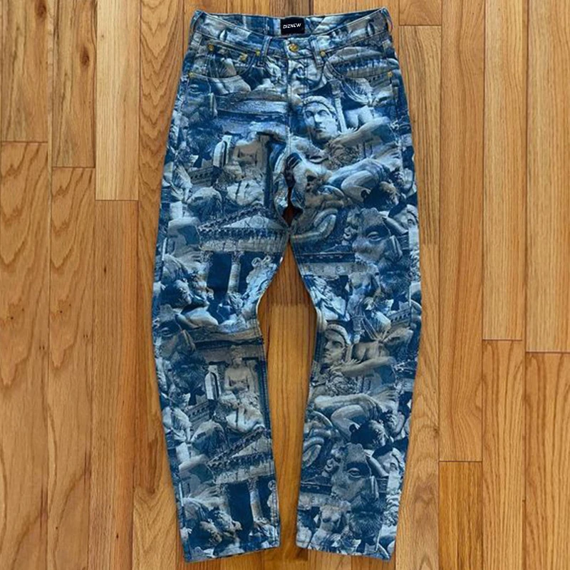 DiZNEW High Quality Jacquard Craft Custom Design Logo Wholesale Clothing Mens Jeans Pants 2023