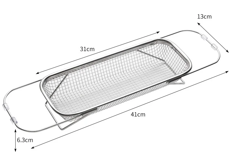 Retractable Stainless Steel Drain Basket Dishwashing Kitchen Organizer Sink Rack with Fruit Vegetable Filter Basket Holder