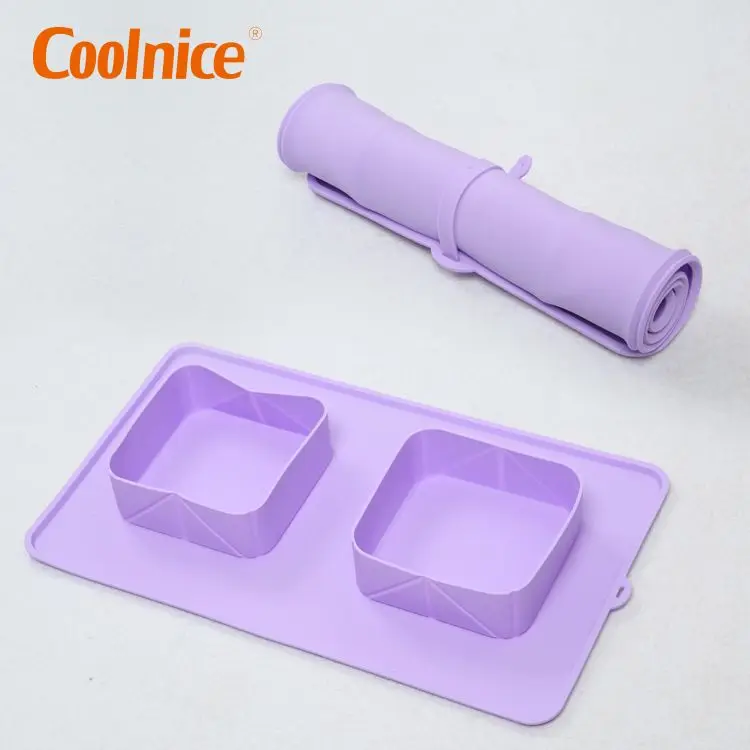 Reusable waterproof easy to carry dog cat no spill foldable silicone folded pet bowl