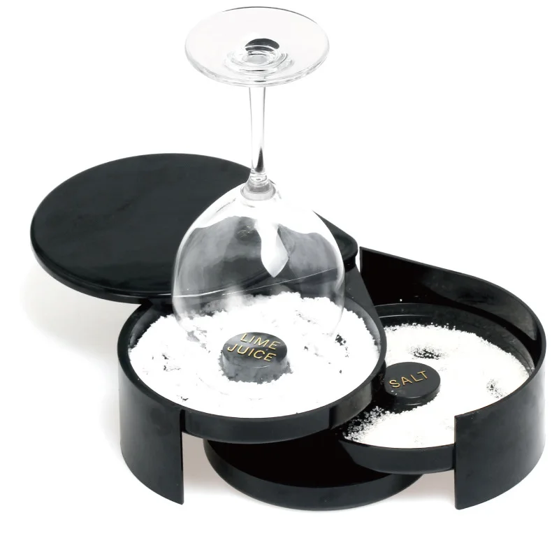 Оптовая продажа коктейльное 3-х уровневая полоса стеклянными Риммер для стаканы под Маргариту и коктейль, Маргарита соль Риммер в черном цвете