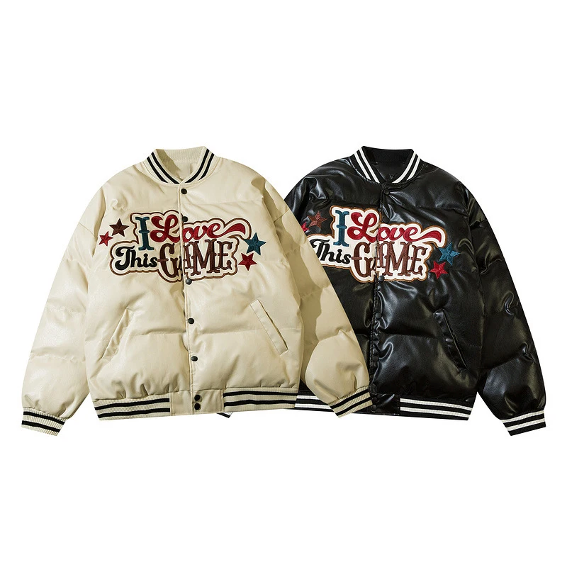 Hotsale  Embroidered Cotton Jacket Baseball Uniform Men Loose Cotton Padded Winter Jacket