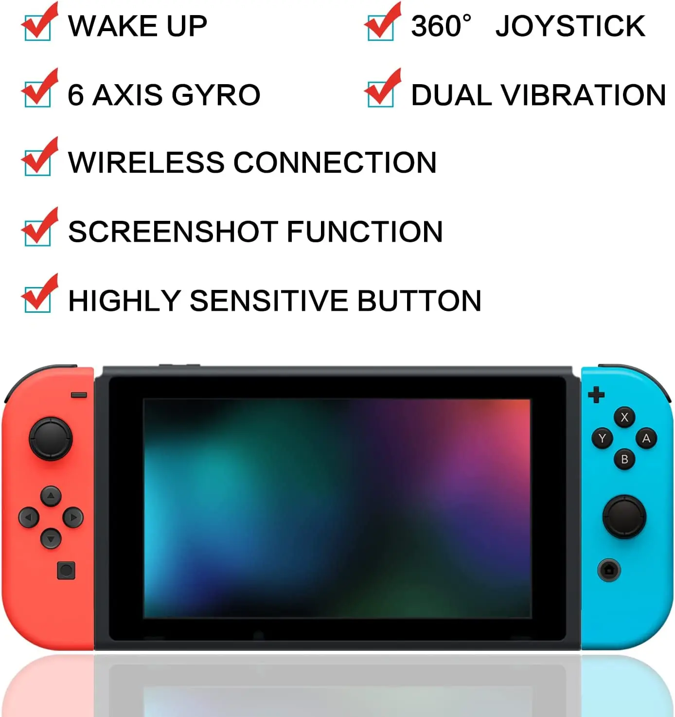 Joypad Compatible with Nintendo Switch/Lite/OLED,Replacement for Switch Joy Pad,Wireless Controllers Support Dual Vibration