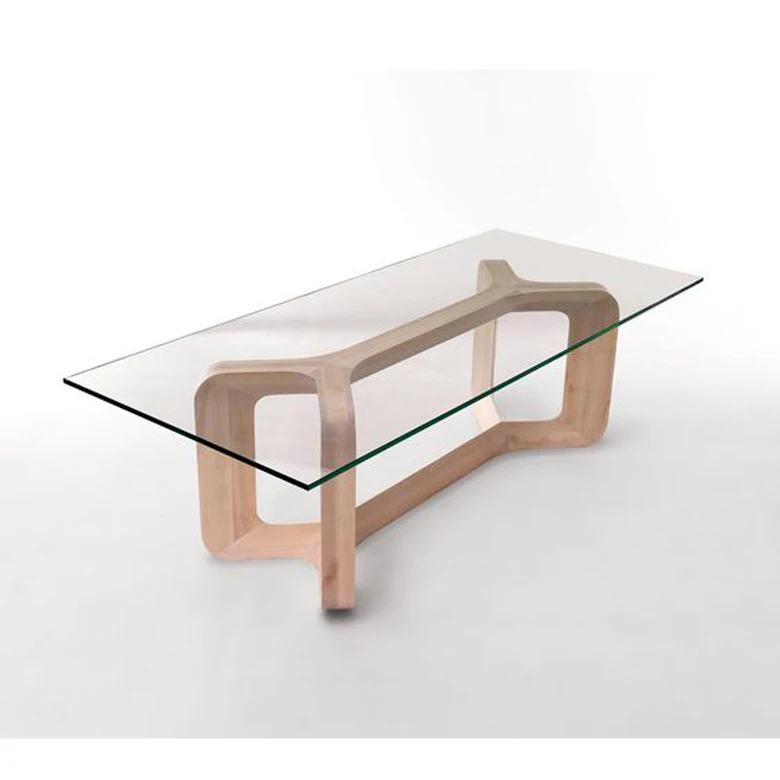 Современный прямоугольный стеклянный обеденный стол для кухни с прозрачным закаленным стеклом твердой деревянной основой