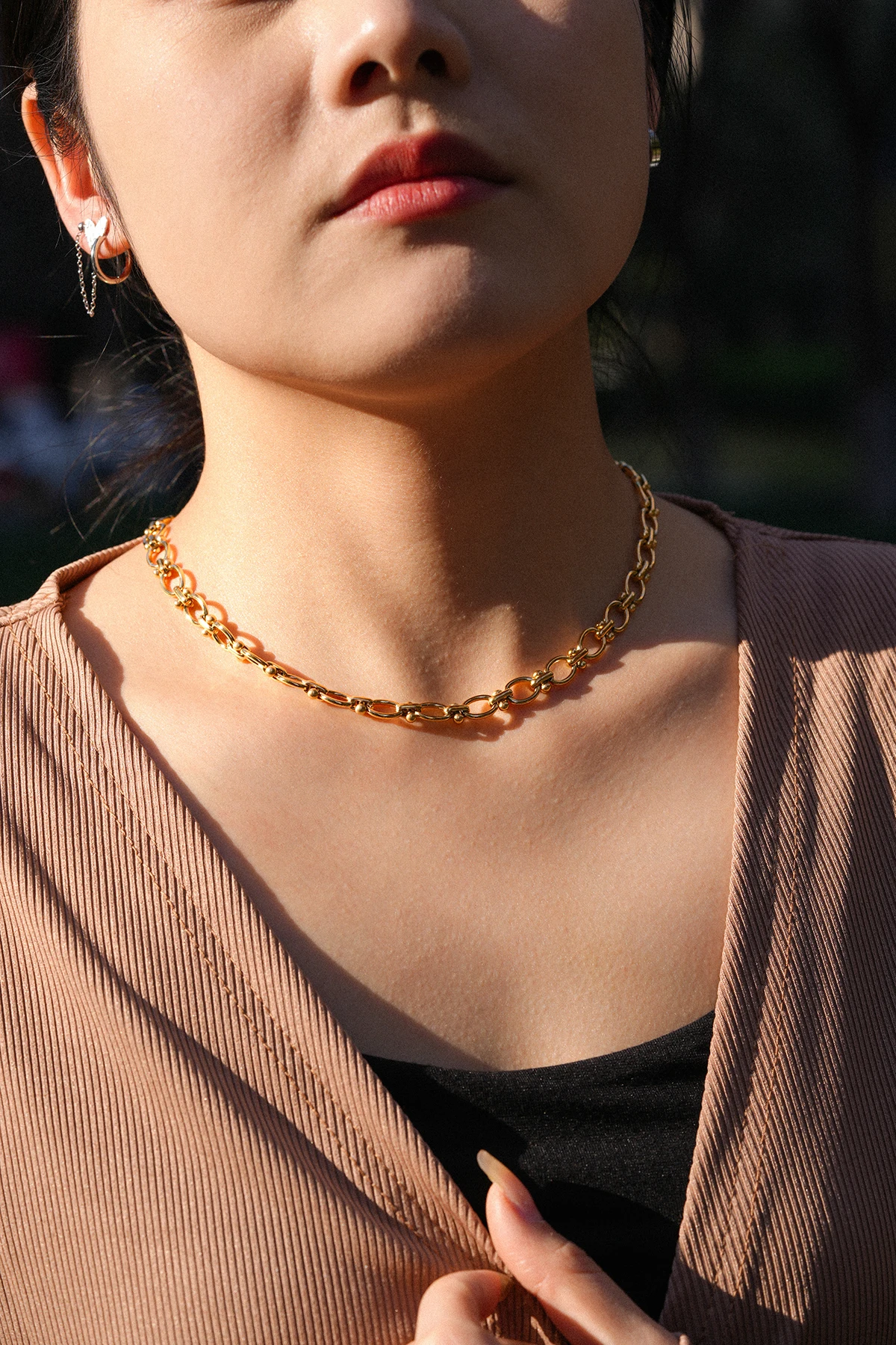 ONYSS Chain Design Waterproof fashion jewelry Plain Chain necklace 18K gold plated vintage thick necklace Stainless steel