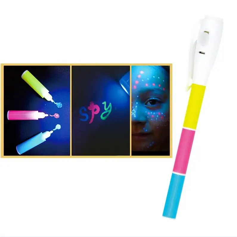 magic pen with uv light 3 colors invisible ink fabric paint tools spy secret messages kids drawing toys spy pen marker