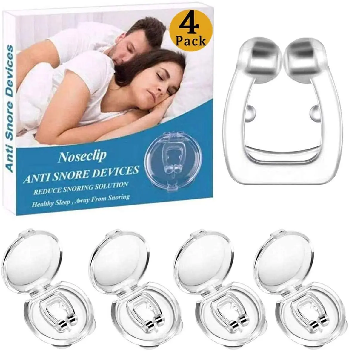 2023 Customized 4 Pcs Anti Snoring Devices Magnetic Anti Snoring  Nose Clip To  Improve Sleep Quality With Color Box