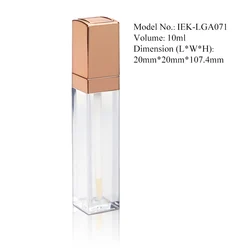 Luxury 10ml Rose Gold Empty Lipgloss Containers Tube Square Lip Gloss Tubes
