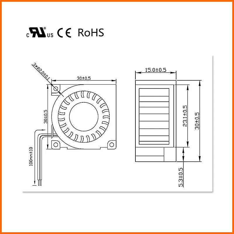 Low Power Consumption Black Shark Fans 3015 30mm Ball Bearing Small Blower Fans For Cooling