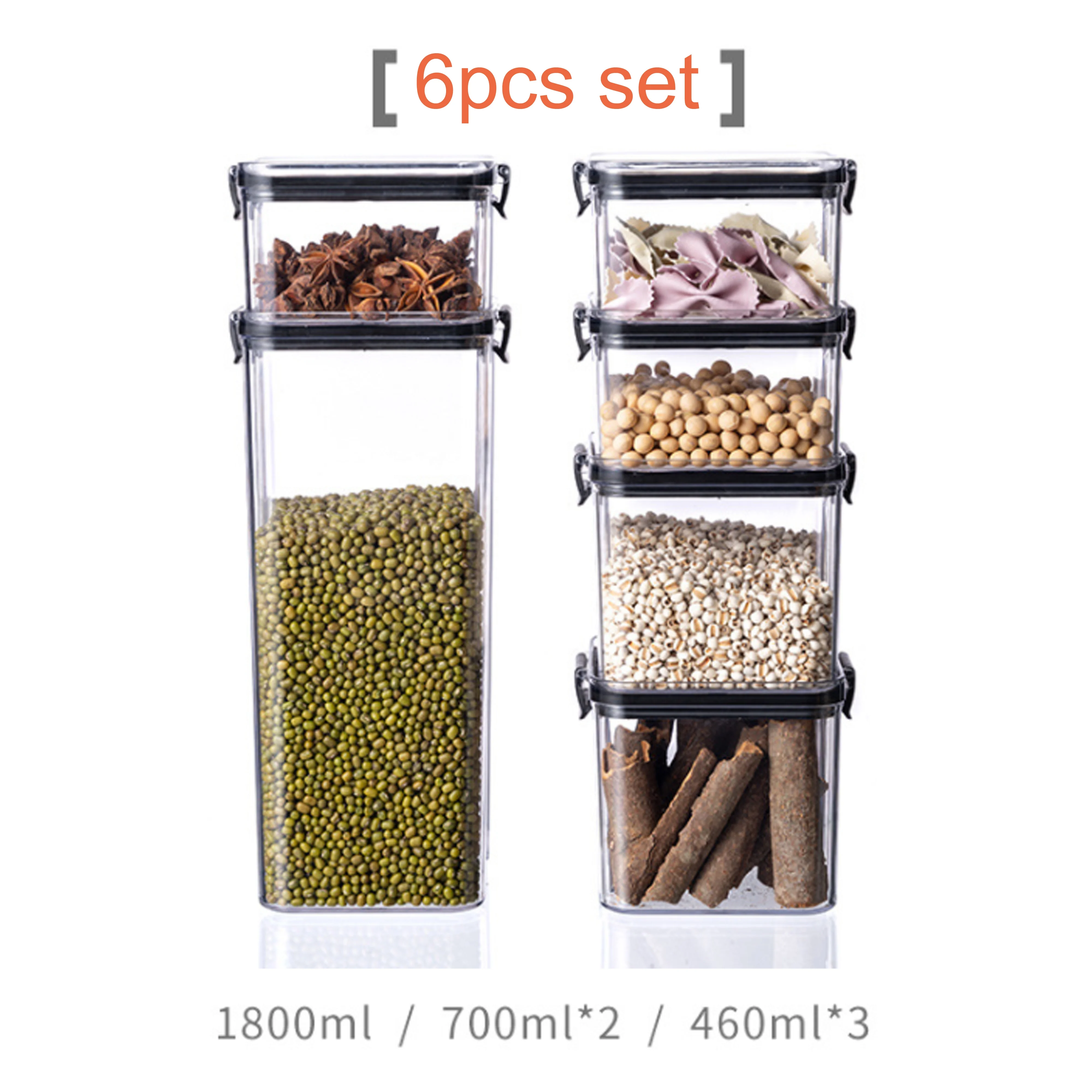 7pcs Food Storage Container Plastic Storage Box Set Plastic Airtight Kitchen Organization Containers